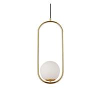 KCO Lighting Modern 1-Light Globe Pendant Light Mid Century Brass Gold Metal Pendant Lighting Fixture Single Milk Glass Round Hanging Lighting Lamp Mini Farmhouse Kitchen Island Lighting(Large)