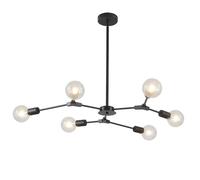 KCO Lighting Modern Black 6-Lights Sputnik Chandelier Ceiling Light Fixture Industrial Vintage Pendant Lighting Chandeliers Farmhouse Semi Flush Mount Ceiling Lamp, L1136-6