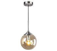 KCO Lighting Modern Glass Globe Pendant Light Nordic Brushed Nickel Pendant Lights Single Glass Ball Chandelier Adjustable Hanging Light Fixtures Kitchen Pendant Lighting Over Island (Amber)