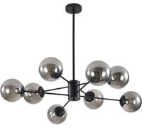 KCO Lighting Modern Glass Globe Sputnik Chandelier 8-Light Mid Century Black Sputnik Chandeliers Pendant Light Fixture Farmhouse Industrial Chandelier Light Fixture (Black+Smoke Grey)