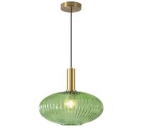 KCO Lighting Modern Gold Pendant Lights Kitchen Island Lighting Large Green Glass Globe Pendant Light Brass Dining Room Hanging Light Fixture Vintage Ribbed Ceiling Light