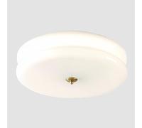KCO Lighting Modern Hallway Semi Flush Mount Ceiling Light - Milk White Glass, Round LED, Vintage Gold - Bathroom Light Fixtures, C1077-W
