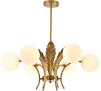KCO Lighting Modern Sputnik Chandelier, 6-Light Mid Century Globe Semi Flush Mount Ceiling Light Fixture, Gold G9 Sputnik Ceiling Light for Living Room Bedroom Dining Room Hallway