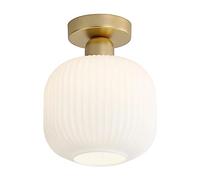 KCO Lighting Vintage Glass Ceiling Lights for Bedroom, Semi-Flush Ceiling Lights with White Texture Shade for Bathroom, Vintage Kitchen Ceiling Light Fixture for Living Room, Hallway, Entryway
