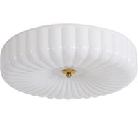 KCO Lighting White Ribbed Glass Flush Mount Ceiling Light Large Milk Glass Ceiling Lights Round LED Semi Flush Mount Ceiling Light Fixture Contemporary Hallway Ceiling Lighting