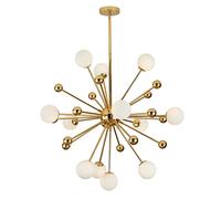 KCO Modo Lighting Chandelier Lighting Fixture Gold Mid Century Pendant lamp, Frosted Glass Modern Ceiling Light Lining Room Dining Room. (12-Light)
