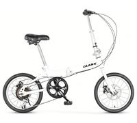 Kcolic 16 Inch Folding Bike, Lightweight Mini City Bicycle with 6 Speed, Thick-Walled Tube Frame Made of Carbon Steel, Suitable for Outdoor Riding Adults White,16in