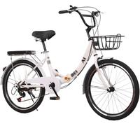 Kcolic 20/22/24/26 Inch Folding Bike with 21 Speeds, Carbon Steel Frame, Folding Bike for City Traffic, Folding Bike with Cushion D,26in