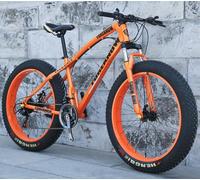 Kcolic 20/24/26 X 4.0 Inch Thick Wheel Mountain Bikes, Adult Fat Tire Mountain Trail Bike, 7/21 Speed Bicycle, High-Carbon Steel Frame, Dual Suspension Disc Brake Bicycle B,26in7