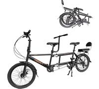 Kcolic Folding Tandem Bikes, Beach Cruiser Bikes for Adults, Tandem Bikes with 20-Inch Wheels, Adjustable 7-Speed Tandem Cruiser Bikes Black,20in