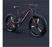 Kcolic Mountain Bikes Men 26 Inch Adult Fat Tyre Mountain Bike with Full Suspension, High Carbon Steel Large Frame Dual Disc Brake Giant Bicycle J,26in7