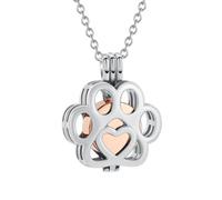 Kcouiee Pet Paw Urn Locket for Ashes Stainless Steel Cremation Jewelry for Dog/Cat Memorial Urn Necklace with Mini Casket Funeral Jewelry, Stainless Steel, No Gemstone