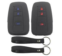 kcpros 2Pcs Rubber Silicone 3 Buttons Smart Key Fob Cover Case Protector Keyless with Keychain Compatible with Toyota Prius RAV4 Highlander Corolla C-HR
