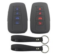 kcpros 2Pcs Rubber Silicone 4 Buttons Smart Key Fob Cover Case Protector Keyless with Keychain Compatible with Toyota Corolla Camry 2019 2020 2021 2022