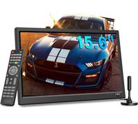 KCR 15.6-Inch Portable Digital TV, DVB-T2, HDMI/AV/USB Inputs, Remote Control, 12V Car Charger Compatible