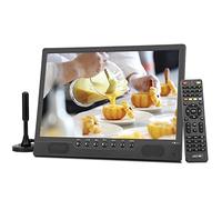 KCR Portable TV, Freeview DVB-T2 12V TV, Rechargeable Battery, USB port, Headphone jack, Remote Control, AV input, HDMI input,14inch Black