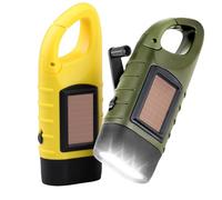kcrnw 2 Pack Wind Up Torch LED Solar Hand Crank with Carabiner Hook Portable Rechargeable Super Bright Emergency Camping Flashlight for Christmas Hiking Climbing Outdoor Survival Gear Green Yellow