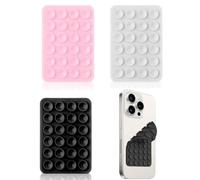 kcrnw 3Pack Silicone Suction Cup Phone Holder Double-Sided Adhesive Mount 24 Suction Grips Strong Anti-Slip Sticky Phone Case for Walls Gym Selfies Videos Glass Tile Mirror Black White Pink