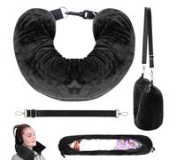 kcrnw Stuffable Neck Pillow for Travel Adjustable Soft Neck Pillow Stuff with Clothes Travel Multifunctional Fillable Storage Bag Set for Essentials Car Train Plane Black