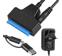 kcrnw USB 3.0 to SATA Cable Adapter Type C to SATA III Hard Drive Adapter | with 12V/2A Power Supply 3.5" HDD & 2.5" HDD/SSD Recovery SATA High Speed Data Transfer Lead for Windows Macos Linux, Support