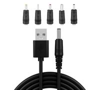 kcrnw USB to DC Power Cable 5V Multi-function 1M USB Power Cable 5.5 X 2.1mm Power Cord Adapter with5.5x2.5mm,4.0x1.7mm, 3.5x1.35mm, 3.0x1.0mm,2.5x0.7mm Connectors for Laptop Router Keyboard