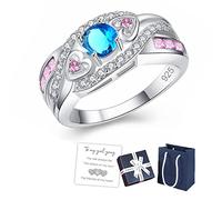 KCRPM Amethyst Silver Heart Ring "Sisters of My Soul & Friends of My Heart" Heart Shaped Amethyst Stacking Ring Zircon Ring, 11