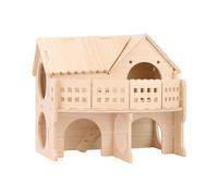 kcrygogo Hamster Forest Lookout Wooden House with Fun Slide and Large Balcony Lookout Holes Safy Chew Toys for Bigger Syrian Hamsters Dwarf Gerbil Mouse Mice Rat Small Animals
