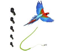 Kcrygogo Parrot Bird Harness Leash, Stretchable 5 Meters, Anti-bite, Outdoor Flying Training Rope, 5pcs Soft Foot Loops (Upgraded Version, Red, Blue)