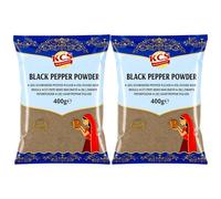 KCS Black Pepper Powder 400g Pack of 2 | Ground Black Pepper Spice | Suitable for Cooking, Seasoning & Marinades | Fine Pepper Powder | 2 x 400g Packs