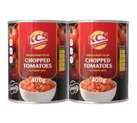 KCS Chopped Tomatoes 400gm (Pack of 2)- Juicy Sun-Ripened Tomatoes | No Preservatives | Ready to Use | Vegan Friendly | Ideal for Curries, Pasta, Soups & Sauces | BPA-Free Tin