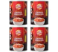 KCS Chopped Tomatoes 400gm (Pack of 4) - Juicy Sun-Ripened Tomatoes | No Preservatives | Ready to Use | Vegan Friendly | Ideal for Curries, Pasta, Soups & Sauces | BPA-Free Tin