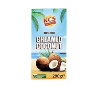 KCS Creamed Coconut 200g | Coconut Cream Block | Concentrated Coconut Extract | Suitable for Cooking, Curries, Desserts & Baking | 200g Pack