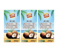 KCS Creamed Coconut 200g x 3 | Coconut Cream Block | Concentrated Coconut Extract | Suitable for Cooking, Curries, Desserts & Baking | 600g Total