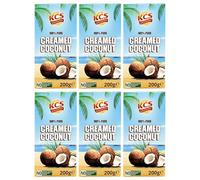 KCS Creamed Coconut 200g x 6 | Coconut Cream Block | Concentrated Coconut Extract | Suitable for Cooking, Curries, Desserts & Baking | 1.2kg Total