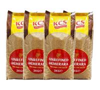 KCS Demerara Sugar 3kg (Pack of 4) | Natural Golden Brown Sugar | Ideal for Baking Cakes, Cookies & Caramelizing Desserts | Sweetener for Coffee, Tea & other Beverages | Delightful Crunchy Texture