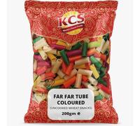 KCS Far Far Tubes - 200g (Pack of 10) | Crunchy, Colorful Indian Fryums | Ready-to-Fry Wheat Snack for Kids & Adults | Perfect for Parties