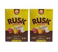 KCS Gur Rusk 400g x 2 - Crunchy Whole Wheat Biscuit with Natural Jaggery | Healthy Snack for Tea & Coffee | Sweet and Delicious