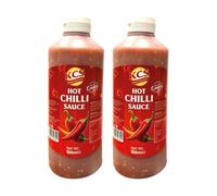 KCS Hot Chilli Sauce 500ml x 2 - Fiery & Tangy Hot Sauce, Perfect for Dips, Marinades, Stir-Fries, and Grilled Dishes (Pack of 2)
