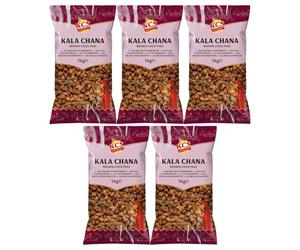 KCS Kala Chana 1kg x 5 - Brown Chickpeas | Ideal for Curries, Salads, Snacks & Stews | Pack of 5