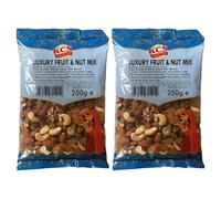 KCS Luxury Fruit & Nut Mix 250g Pack of 2 | Mixed Dried Fruits & Nuts | Suitable for Snacking, Sharing & Desserts | Fruit and Nut Selection | 2 x 250g Packs