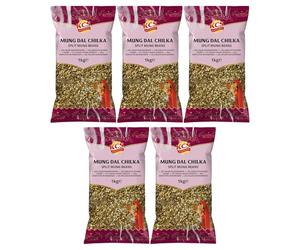 KCS Mung Dal Chilka 1kg x 5 - Split Green Lentils with Husk | Ideal for Curries, Soups & Snacks | High-Protein Plant-Based Legume | Pack of 5