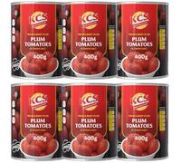 KCS Plum Tomatoes 400gm (Pack of 6) - Whole, Peeled Tomatoes in Tomato Juice | Ideal for Pasta, Curries, Soups & Sauces | No Preservatives | Vegan Friendly | BPA-Free Tin