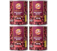 KCS Red Kidney Beans 400gm (Pack of 4) - Pre-Cooked Rajma in Salted Water | High Protein & Fibre | Ready to Use | Vegan Friendly | No Preservatives | BPA-Free Tin