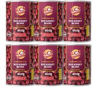 KCS Red Kidney Beans 400gm (Pack of 6) - Pre-Cooked Rajma in Salted Water | High Protein & Fibre | Ready to Use | Vegan Friendly | No Preservatives | BPA-Free Tin