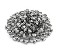 KCT 10-16mm Stainless Steel 304 Adjustable Hose Clips Pipe Clamps - Bulk Trade Pack of 100