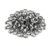 KCT 100 Pack - 16mm-25mm Hose Pipe Clamps Adjustable 304 Stainless Steel Metal Clips for Flexible Tube Worm Drive