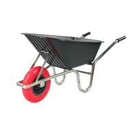 Kct 110L Wheelbarrow Black Heavy Duty Garden Large Plastic Builders Barrow With Solid Puncture Proof Tyre Wheel & Non Slip Handles