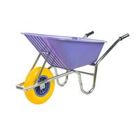 Kct 110L Wheelbarrow Purple Heavy Duty Garden Large Plastic Builder Barrow With Solid Puncture Proof Tyre Wheel & Non Slip Handles