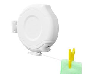 KCT 12m Wall Mountable Retractable Washing Lines - Single Line Outdoor Mounted Extending Clothes Drying Rack