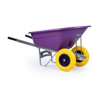Kct 160L Wheelbarrow Purple Plastic Heavy Duty Garden Barrow Twin Wheel Puncture Proof Solid Tyre Large Builder Equestrian Stable